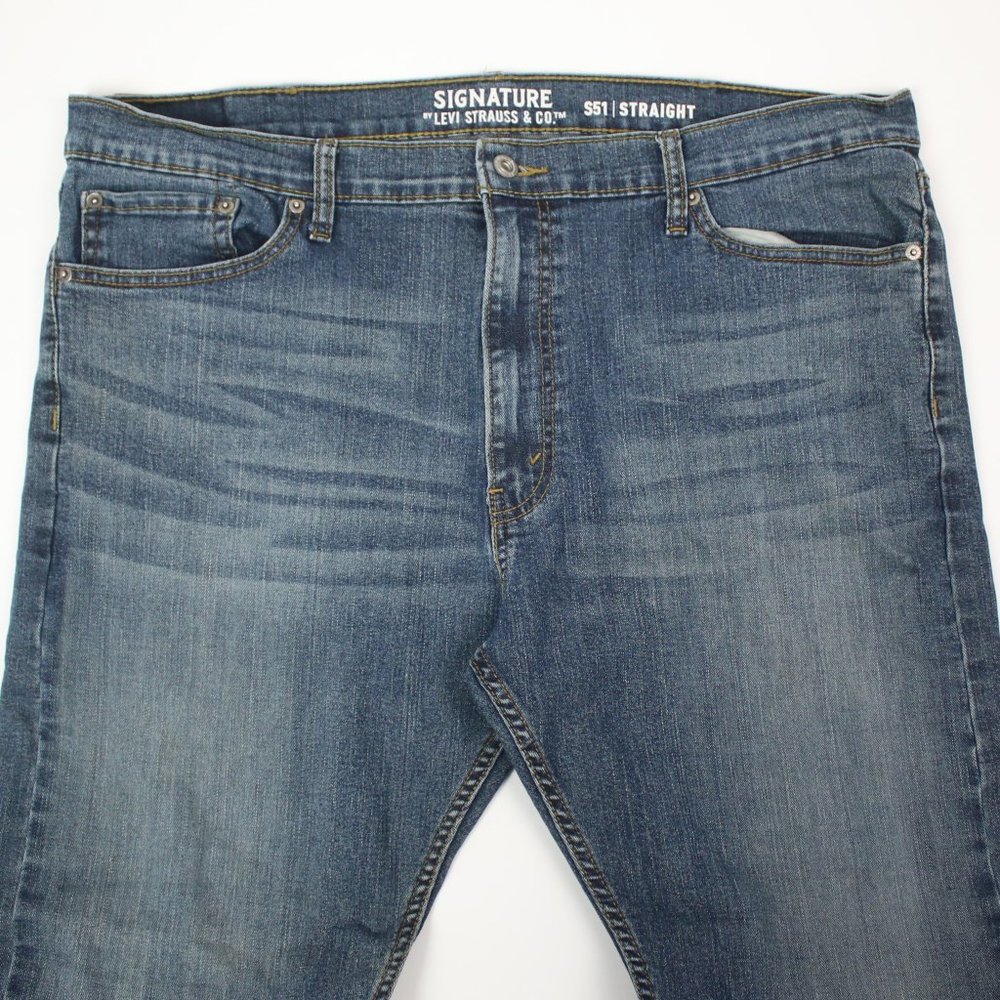 Signature by Levi's Mens 40x32 Straight S51 Denim Jeans - Picture 4 of 7